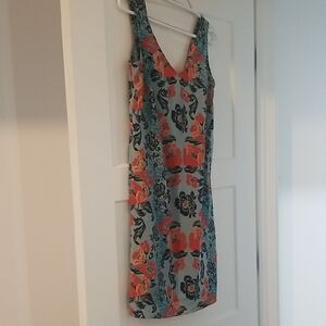 CAbi Floral Mini Dress - Orange and Blue